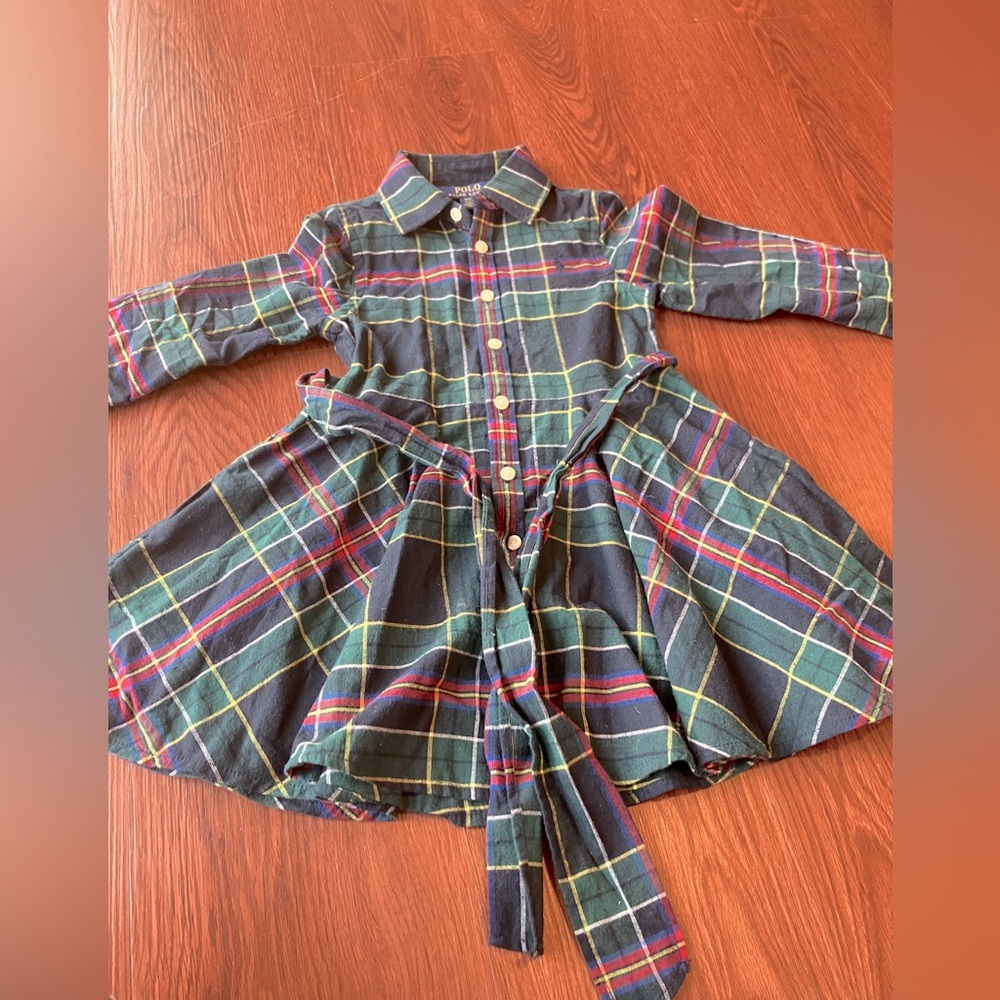 Polo Ralph Lauren 3T Plaid Dress with belts Christmas wear heavy cotton toddler - Picture 9 of 11